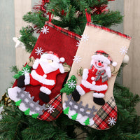 Large Linen Christmas Stockings for Gifts and Decorations