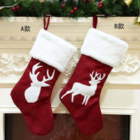 Christmas Stocking Gift Bag with Reindeer Embroidery for Holiday Decor