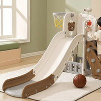 Slide with Basketball Hoop Rounded Corners Indoor Slide Playset with Basketball Hoop for Young Children, Playroom, Living Room, Nursery