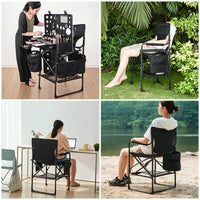 Director's Chair with Side Table Foldable Director's Chair with Cup Holder Furniture Portable Padded for Makeup Artists, Patio