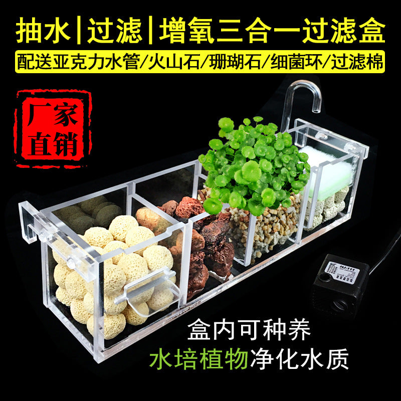 Aquarium External Hang-On Filter Box with Water Pump for Fish Tank