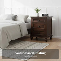 US-inspired and design typeDrawer Nightstand Sturdy Construction 3-Drawer Bedside Cabinet Spacious surface Bedroom Furniture Easy Assembly for homeowners, Apartment Dwellers, Students, Small areas, Guest Room, Office