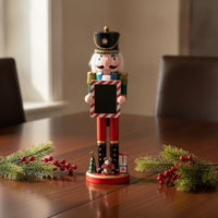 Nutcracker with Message Board Decorative Nutcracker with Blackboard Collectible Holiday Decoration for Mantel, Entryway