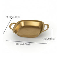 Square Serving Plate with Handles Retro Stainless Steel Serving Tray for Parties