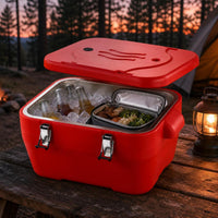 Stainless Steel Insulated Cooler Box for Outdoor Camping, Large Capacity Portable Food Warmer and Cooler