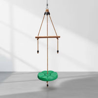 Outdoor Swing with Wooden Bar Braided Disc Swing Suspended Indoor for Children, Toddlers, Backyard, Playroom, Daycare
