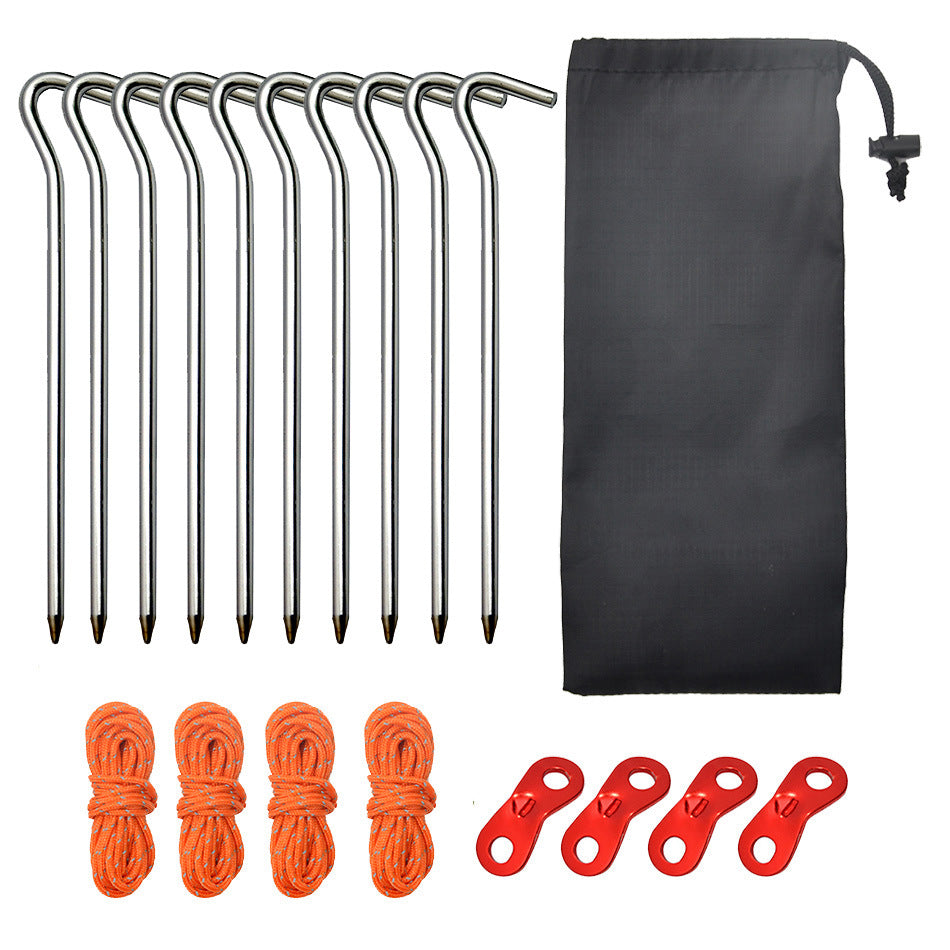 Aluminum Alloy Tent Stakes Kit with Guy Ropes and Hammer for Camping