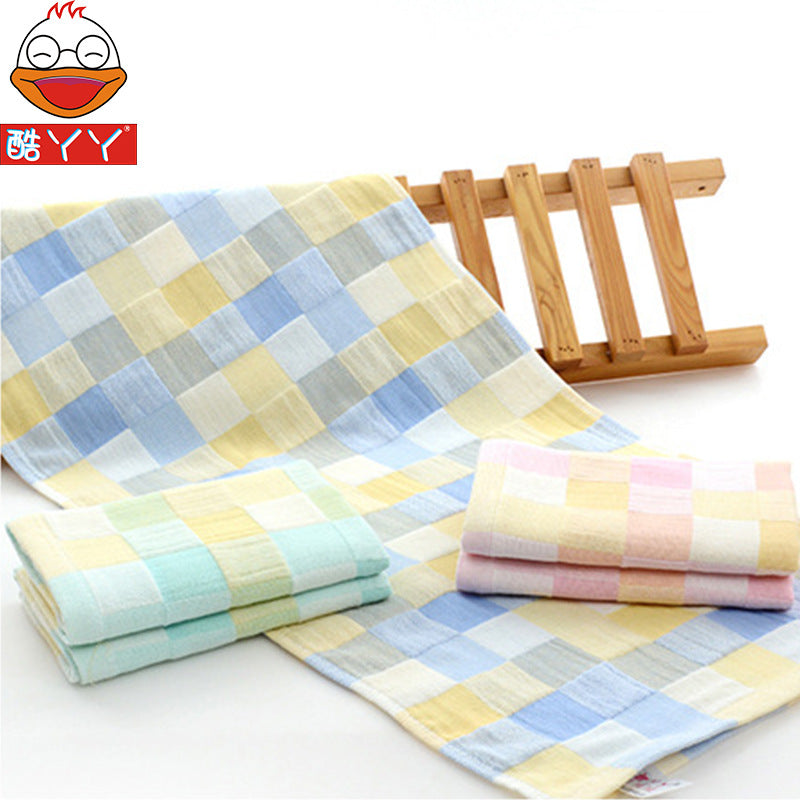 Double-Layer Cotton Plaid Sports Towel for Gym and Outdoor Activities