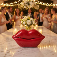 Rechargeable Lip-Shaped Voice Message Device Glossy Red Tabletop Voice Message Box Plastic Home Gadget Re-Recordable