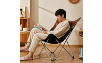 Folding Reclining Chair with Pillow Foldable Lounge Chair with Pillow Leather-Like Recliner Portable for Adults, Patio, Balcony, Camping
