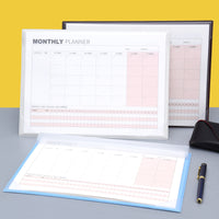 Undated Monthly Planner Calendar, Desktop Time Management Schedule Notebook for Office & Home