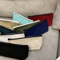 Simple Japanese Style Canvas Pencil Case for Students - Solid Color Stationery Pouch for Middle School, High School, and Elementary School