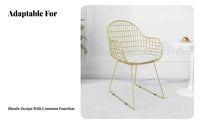 Golden Finish Upholstered Side Chair Nordic Design Wireframe wing-inspired Chair Modern Minimalist Seating Furniture Instagrammable design for Cafe Owners, Interior Designers, Young Adults, Restaurant, Dining Room, Reception Area, Home Office