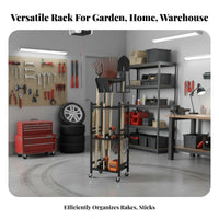 Garden Tool Rack With Wheels Garden Tool Organizer Stand Large Capacity Rolling Utility Rack for Farmers, Gardeners, Outdoor, Shed, Basement