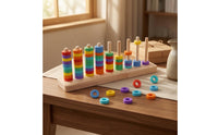 Counting Wooden Rainbow Loop Toss Toy Educational Wooden Stacking Rings Game Fine Motor Skills Rainbow Stacking Toy Hand-Eye Coordination