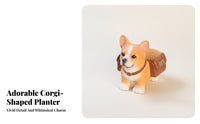 Resin Standing Corgi Planter Painted Corgi Planter Collar Detail Garden Decor Raised Lettering for Home