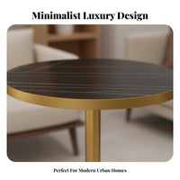 Light Luxury Design 3-Piece Round Table and Chair Set Modern Design 3-Piece Breakfast Nook Set Space-Saving Household Furniture Sturdy Construction for Apartment Dwellers, Business Owners, Balcony, Office Reception, Kitchen, Small Areas
