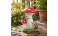 Fungus Statue with Hedgehogs Ceramic Fungus Hedgehog Figurine Toadstool Ornament Whimsical Cute for Gardeners, Patio