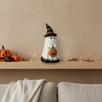 Pumpkin Ghost Figurine Spooky Pumpkin Ghost Statue Tabletop Ornament Whimsical Playful for Decorators, Tiered Tray, Mantel