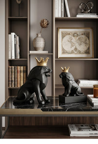 Nordic Minimalist Resin Black Lion Sculpture Ornament