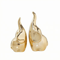 2 Pieces Glazed Elephant Pair Figurines Polished Ceramic Elephant Figurine Reflective Home Decor Matching