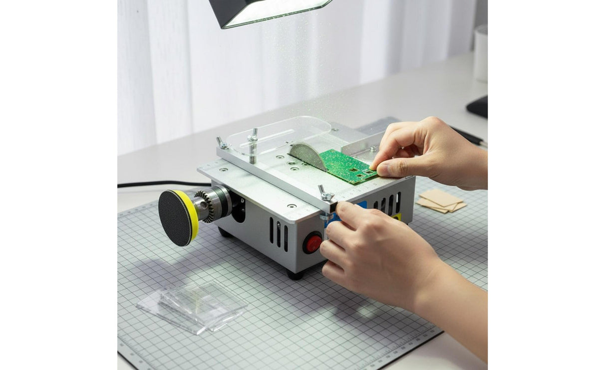 Multi-Functional Precision Model Saw Adjustable Blade Height Mini Table Saw Compact Cutting Machine Low Noise for Hobbyists, Workshop, Garage
