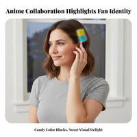 Anime Cosplay Hair Accessory Luminous Anime Design Hair Fastener Blue and Yellow Cube Barrette Cute Bi-Color Color Cube
