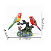 Detailed Parrot Figurine Tropical Parrot Statue Realistic Figurine with Branch Base Lifelike for Collectors