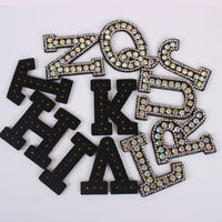 Rhinestone Pearl Alphabet Letter Patches for DIY Apparel and Bags, Iron-On or Sew-On