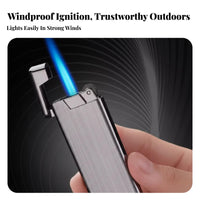 Windproof Miniature Trunk Lighter azure Flame Multi-Jet Lighter Metal frame Butane Torch Refillable for Collectors, Hobbyists, presentation, Outdoor, regular Use, Workshop