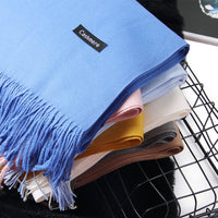 Unisex Korean Style Solid Color Imitation Cashmere Scarf Shawl for Autumn Winter