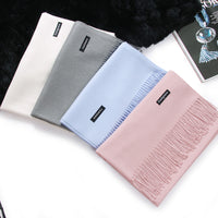 Unisex Korean Style Solid Color Imitation Cashmere Scarf Shawl for Autumn Winter