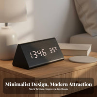 LED Wooden Alarm Clock Minimalist Design Wooden LED Alarm Clock 3 Brightness Levels Home Electronics for Students, Office Workers, Bedroom, Dorm Room