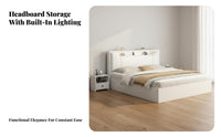 Contemporary White Bed Frame Solid Wood Construction Wooden Slat Bed Base No Box Spring Needed Bedroom Furniture for Couples, Renters, Guest Room