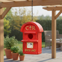 Resin Craft Mailbox Birdhouse Outdoor Decoration Red Birdhouse Ornament Decorative for Yard