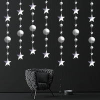 Double-Sided Mirror Star Garland Hanging Decorations for Christmas Halloween Birthday Wedding Party