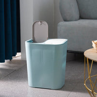 Japanese Style Dual Compartment Trash Can with Lid for Dry and Wet Waste Separation, 15L