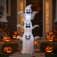 Stacked Ghost Stack with Pumpkin Container Self-Inflating Ghost Inflatable with Candy Container Lighted Inflatable Decoration Tall for Families