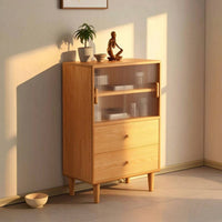 Cabinet with Drawers and Shelves Retro-Hardwood Cabinet Cabinet with Drawers Ribbed Cupboard for Apartment Dwellers, Living Room, Small Apartments