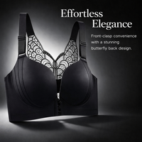 Support Bra for Women with Front Closure Design, Plus Size Comfort Sleep with Racerback and Adjustable Straps, Graduated Padding for Lift