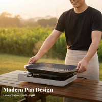 Works on Multiple Stoves Maifan Stone Grill Pan Easy to Clean Maifan Stone Coated Pan High Temperature Resistant for Outdoor, Camping