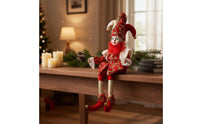 Shelf Sitter Doll European Style Sitting Clown Figurine Great Gift Idea Christmas Harlequin Doll for Tabletop, Mantelpiece