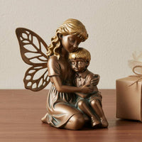 Copper-Hued Fairy Ornament Hand-Painted Look Sitting Fairy Statue Realistic Decorative Home Decor for Garden, Patio, Planter