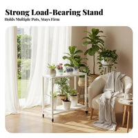 2-Tier Rolling Plant Stand Floor-Standing Flower Rack Large Capacity for Balcony