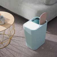 Japanese Style Dual Compartment Trash Can with Lid for Dry and Wet Waste Separation, 15L