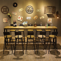 Industrial Style Solid Wood Bar Table with Iron Legs for Home, Cafe, or Bar