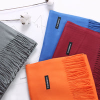 Unisex Korean Style Solid Color Imitation Cashmere Scarf Shawl for Autumn Winter
