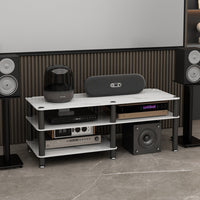 High Temperature Resistant Amplifier Stand Shelf Heavy Duty Stereo Equipment Cabinet Easy to Clean Multi-Tier Audio Rack Modern Design for Home Theater Enthusiasts, Audiophiles, KTV, Living Room