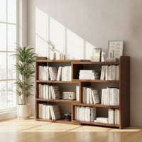 Wood-Grain Desktop Bookshelf Modular Desk Bookshelf Open Desktop Organizer Shelf Space-Saving for Students, Professionals, Study Corner, Reading Nook