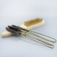 Wire Brush Set with Wood/Plastic Handle for Rust Removal and Metal Cleaning
